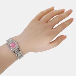 Pre Owned Cartier Pink Stainless Steel Tank Francaise W51030Q3 Quartz Women's Wristwatch 20 mm