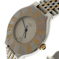 Pre Owned Cartier White Stainless Steel Must 21 Women's Wristwatch 35mm