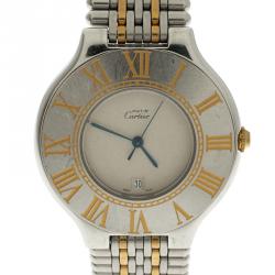 Pre Owned Cartier White Stainless Steel Must 21 Women's Wristwatch 35mm