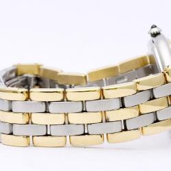 Pre Owned Cartier Ivory 18K Yellow Gold & Stainless Steel Panthere Women's Wristwatch 30MM