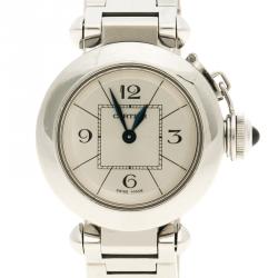 Pre Owned Cartier Cream Stainless Steel Miss Pasha Women's Wristwatch 27 mm
