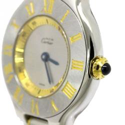 Pre Owned Cartier Ivory Stainless Steel Must 21 Women's Wristwatch 28MM