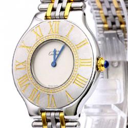 Pre Owned Cartier Ivory Stainless Steel Must 21 Women's Wristwatch 28MM