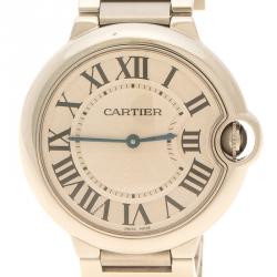 Pre Owned Cartier White Stainless Steel Ballon Bleu De Cartier Women's Wristwatch 36 mm
