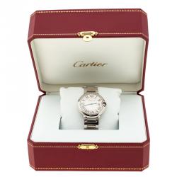 Pre Owned Cartier White Stainless Steel Ballon Bleu De Cartier Women's Wristwatch 36 mm