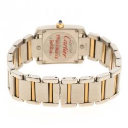 Pre Owned Cartier Cream 18K Gold and Stainless Steel Tank Francaise Women's Wristwatch 20 mm