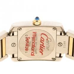 Pre Owned Cartier Cream 18K Gold and Stainless Steel Tank Francaise Women's Wristwatch 20 mm