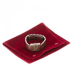Pre Owned Cartier Cream 18K Gold and Stainless Steel Tank Francaise Women's Wristwatch 20 mm