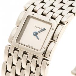 Pre Owned Cartier Silver Stainless Steel Panthere Ruban Women's Wristwatch 21 mm