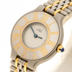 Pre Owned Cartier White Stainless Steel Must De Cartier 21 Women's Wristwatch 28 mm