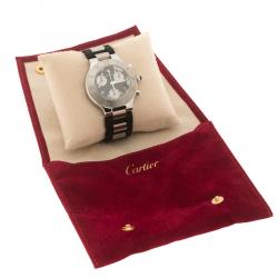 Pre Owned Cartier Black Stainless Steel Chronograph 21 Women's Wristwatch 38 mm