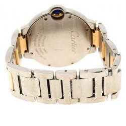 مملوكة مسبقًا ساعة يد نسائية كارتييه بالون دو كارتييه ستانلس ستيل وذهب أصفر عيار 18 بيضاء فضية 36 مم