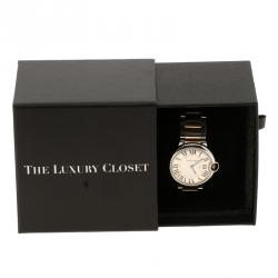 مملوكة مسبقًا ساعة يد نسائية كارتييه بالون دو كارتييه ستانلس ستيل وذهب أصفر عيار 18 بيضاء فضية 36 مم