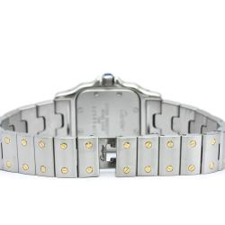 Pre Owned ساعة يد نسائية سانتوس غالبي ستانلس ستيل وذهب أصفر عيار 18 بيضاء 24مم