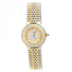 Pre Owned Cartier Silver Grey Stainless Steel Must De Cartier 21 Women's Wristwatch 31 mm