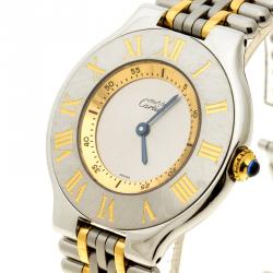 Pre Owned Cartier Silver Grey Stainless Steel Must De Cartier 21 Women's Wristwatch 31 mm