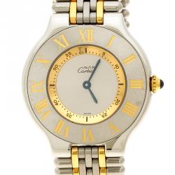 Pre Owned Cartier Silver Grey Stainless Steel Must De Cartier 21 Women's Wristwatch 31 mm