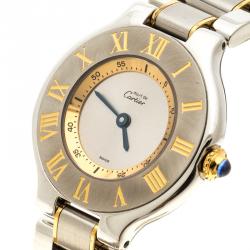 Pre Owned Cartier Silver Grey Stainless Steel Must 21 Women's Wristwatch 28 mm