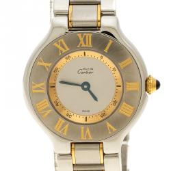 Pre Owned Cartier Silver Grey Stainless Steel Must 21 Women's Wristwatch 28 mm