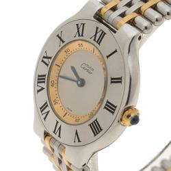 Pre Owned Cartier Silver Grey Stainless Steel Must De Cartier 21 Women's Wristwatch 31 mm