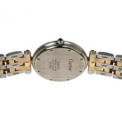 Pre Owned Cartier Cream 18K Yellow Gold and Stainless Steel Vendome Women's Wristwatch 27.5MM