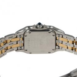 مملوكة مسبقًا Cartier Cream 18K Yellow Gold and Stainless Steel Panthere Women’s Wristwatch 22MM