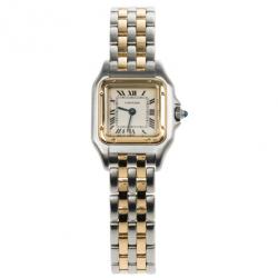 مملوكة مسبقًا Cartier Cream 18K Yellow Gold and Stainless Steel Panthere Women's Wristwatch 22MM
