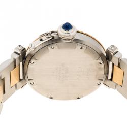Pre Owned Cartier White 18K Yellow Gold and Stainless Steel Pasha De Cartier 1034 Women's Wristwatch 35 mm