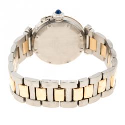Pre Owned Cartier White 18K Yellow Gold and Stainless Steel Pasha De Cartier 1034 Women's Wristwatch 35 mm