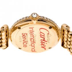 Pre Owned Cartier Cream Yellow Gold and Diamond Colisee 1628 Women's Wristwatch 24 mm