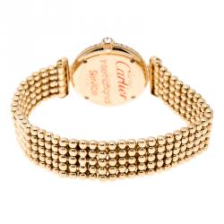 Pre Owned Cartier Cream Yellow Gold and Diamond Colisee 1628 Women's Wristwatch 24 mm