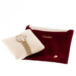 Pre Owned Cartier Cream Yellow Gold and Diamond Colisee 1628 Women's Wristwatch 24 mm