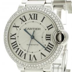 مملوكة مسبقًا ساعة يد نسائية كارتييه  بالون بلو دي كارتييه 3004 ذخب أبيض عيار 18 وألماس رصاصية فضية 36 مم