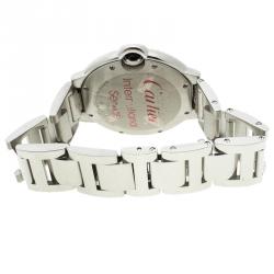 مملوكة مسبقًا ساعة يد نسائية كارتييه  بالون بلو دي كارتييه 3004 ذخب أبيض عيار 18 وألماس رصاصية فضية 36 مم