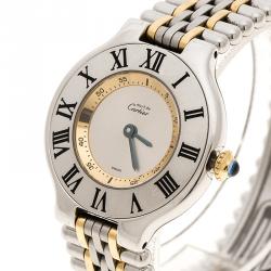 Pre Owned Cartier Silver Grey Stainless Steel Must 21 Women's Wristwatch 28 mm