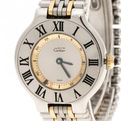 Pre Owned Cartier Silver Grey Stainless Steel Must 21 Women's Wristwatch 28 mm