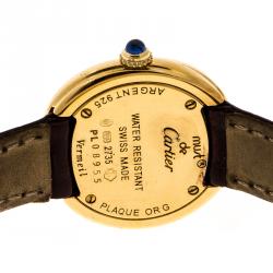 Pre Owned Cartier White Dial 18K Yellow Gold Plated Silver Must de Cartier 2735 Women's Wristwatch 27 mm