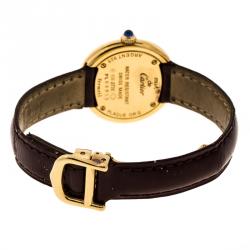 Pre Owned Cartier White Dial 18K Yellow Gold Plated Silver Must de Cartier 2735 Women's Wristwatch 27 mm