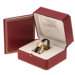 Pre Owned Cartier White Dial 18K Yellow Gold Plated Silver Must de Cartier 2735 Women's Wristwatch 27 mm