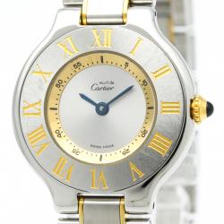 Pre Owned Cartier Silver Stainless Steel Must 21 Women's Wristwatch 28MM