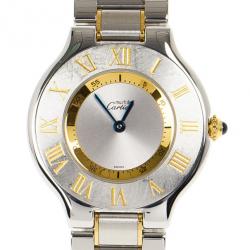 مملوكة مسبقًا Cartier Silver Stainless Steel Must de Cartier 21 Women's Wristwatch 30MM