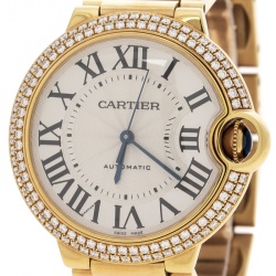 Pre Owned Cartier Ballon Bleu 18k Yellow Gold & Diamonds 3002 Women's Wristwatch 36MM