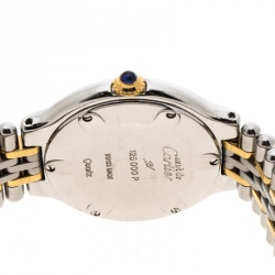 Pre Owned Cartier Cream 18K Yellow Gold and Stainless Steel Must De Cartier 21 125000P Women's Wristwatch 28 mm