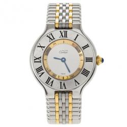 مملوكة مسبقًا Cartier White Stainless Steel Must de Cartier 21 Women's Wristwatch 28MM