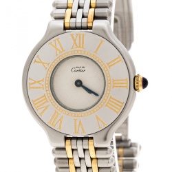 Pre Owned Cartier White Stainless Steel Must De Cartier 21 Women's Wristwatch 28 mm