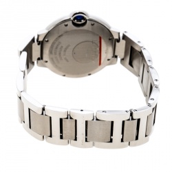 Pre Owned Cartier Silver Stainless Steel Ballon Bleu Diamonds 3284 Women's Wristwatch 36 mm