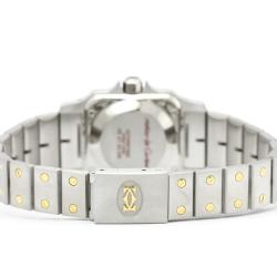 Pre Owned Cartier White 18K Yellow Gold and Stainless Steel Santos Galbee Women's Wristwatch 24MM