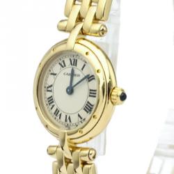 Pre Owned Cartier Silver 18K Yellow Gold Panthere Vendome Women's Wristwatch 24MM
