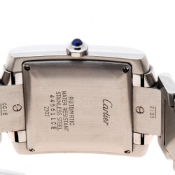Pre Owned Cartier Silver White Stainless Steel Tank Francaise 2302 Women's Wristwatch 28 mm
