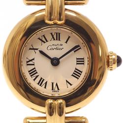 Pre Owned Cartier Ivory Gold Plated Sterling Silver Must de Cartier Colisee Women's Wristwatch 24MM